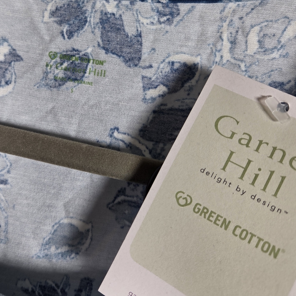 NWT Garnet Hill Pajama Set Blue Floral Organic Cotton Women's Small Shirt Pants - Picture 3 of 11
